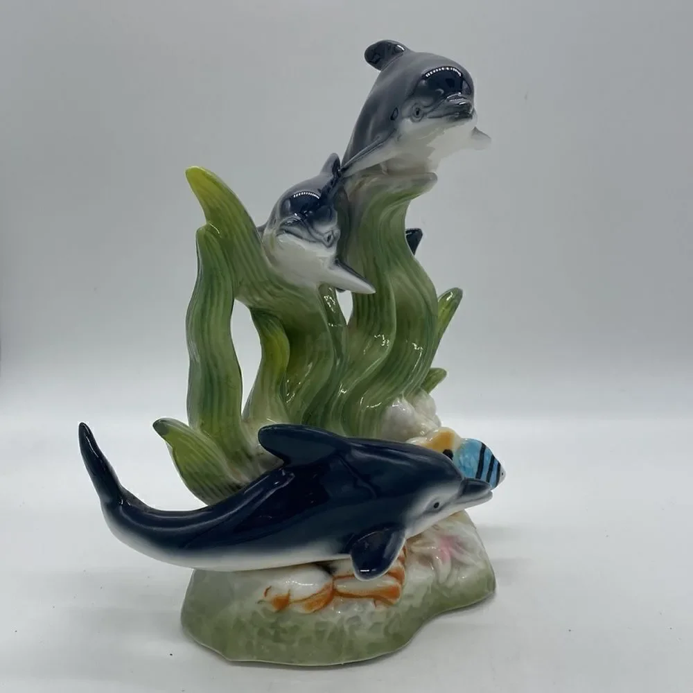 Vintage HETCO Ceramic Dolphin Figurine